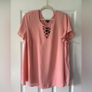 Torrid Blush Pink Crisscross Short Sleeve Top